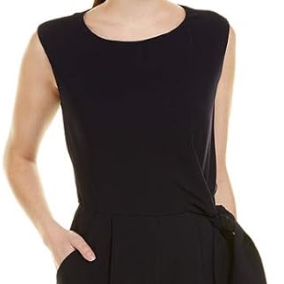 Tahari ASL Side Tie Scuba Crepe Crop Wide Leg Jumpsuit - Picture 3 of 7